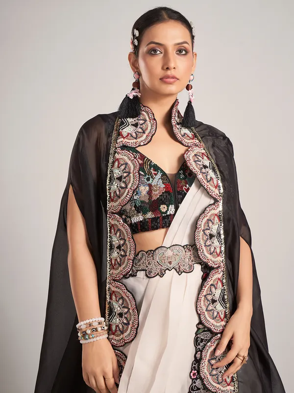 Off white georgette jacket palazzo wedding palazzo suit