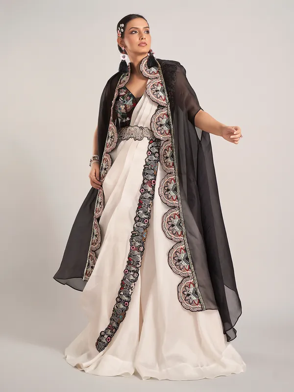 Off white georgette jacket palazzo wedding palazzo suit
