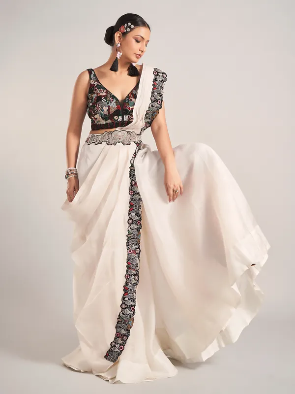 Off white georgette jacket palazzo wedding palazzo suit