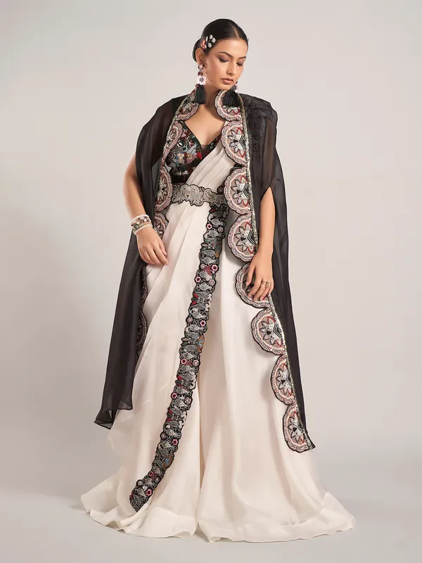 Off white georgette jacket palazzo wedding palazzo suit