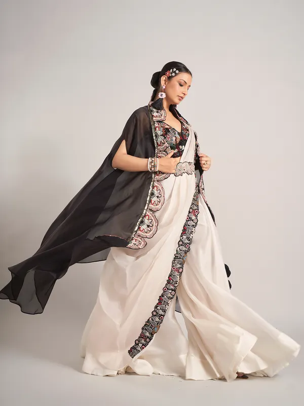 Off white georgette jacket palazzo wedding palazzo suit