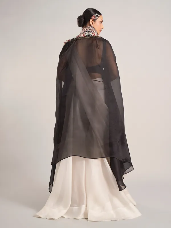 Off white georgette jacket palazzo wedding palazzo suit