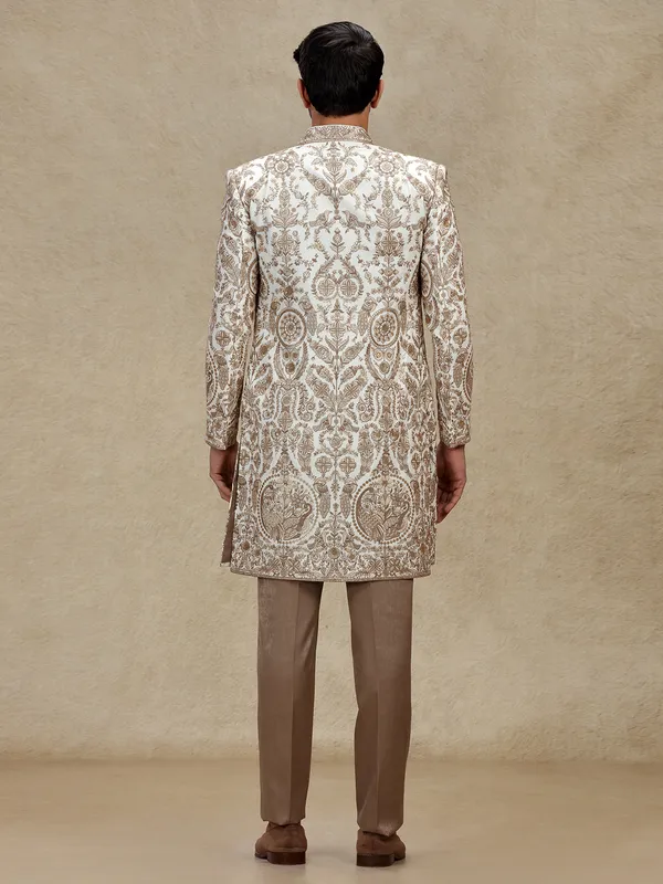 Off white indo western with dupatta and embroidery