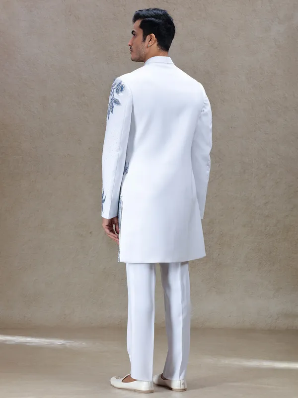 Off-white indo-western with embroidery work