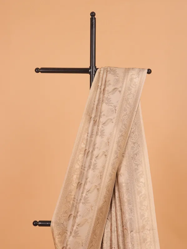 Off white kanjivaram silk saree for festive