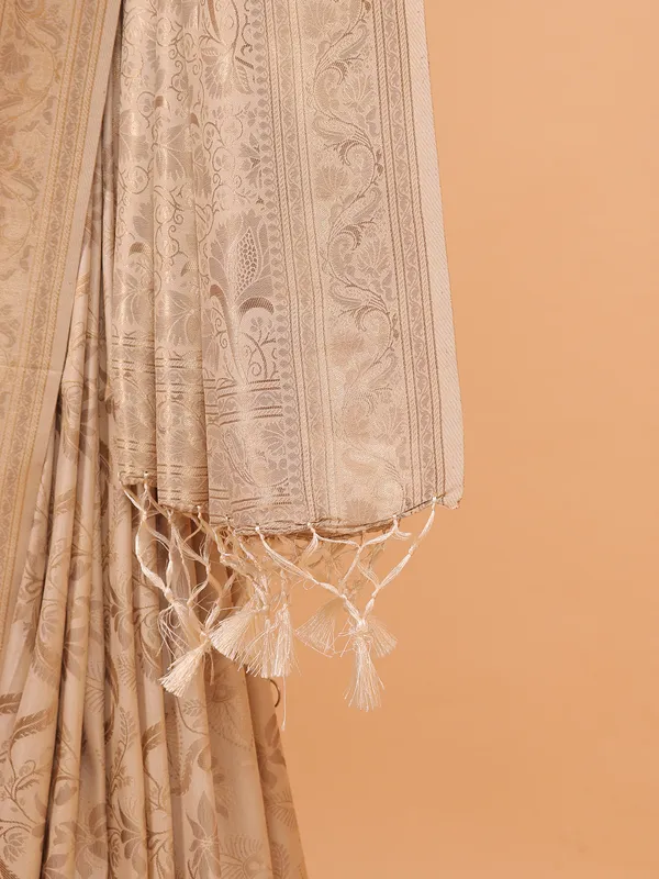 Off white kanjivaram silk saree for festive