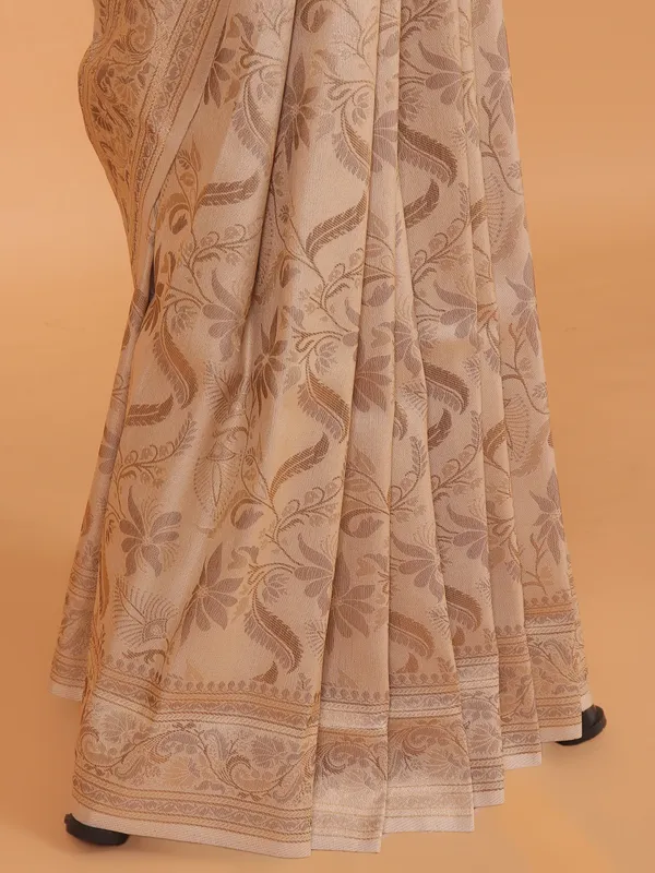 Off white kanjivaram silk saree for festive