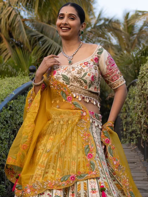 Off white lahenga choli in premium work