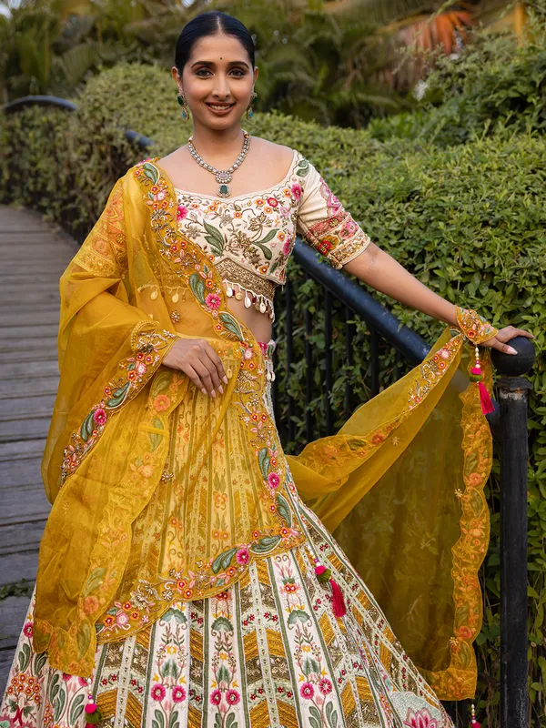 Off white lahenga choli in premium work