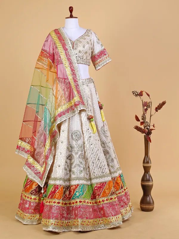 Off white lehenga choli for wedding in georgette