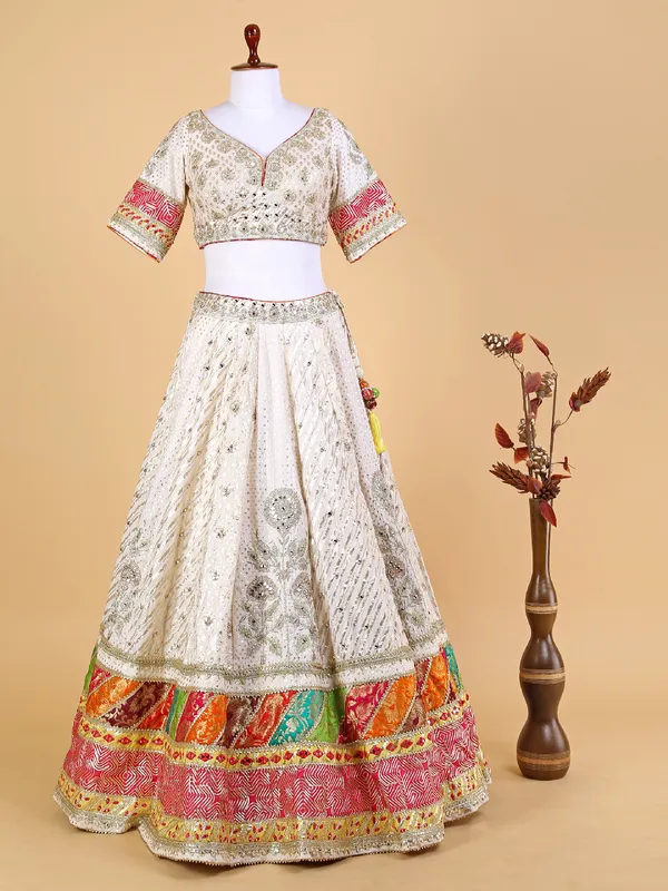 Off white lehenga choli for wedding in georgette