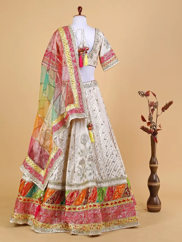 Off white lehenga choli for wedding in georgette
