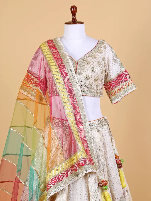 Off white lehenga choli for wedding in georgette