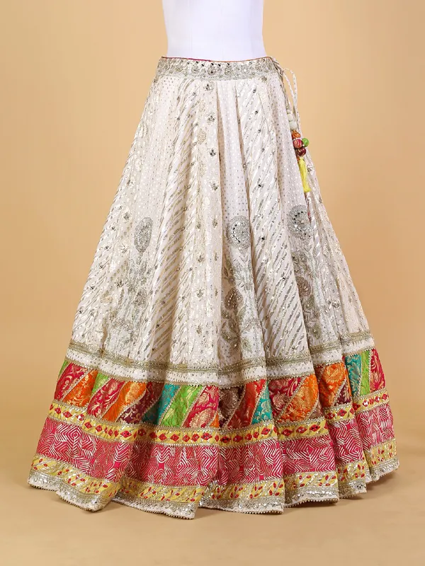 Off white lehenga choli for wedding in georgette