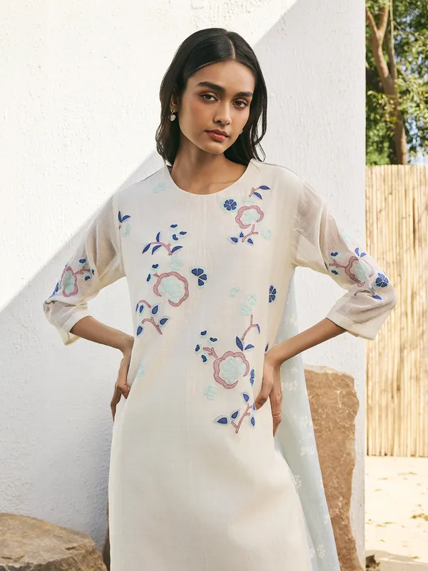 Off white muslin cotton salwar suit
