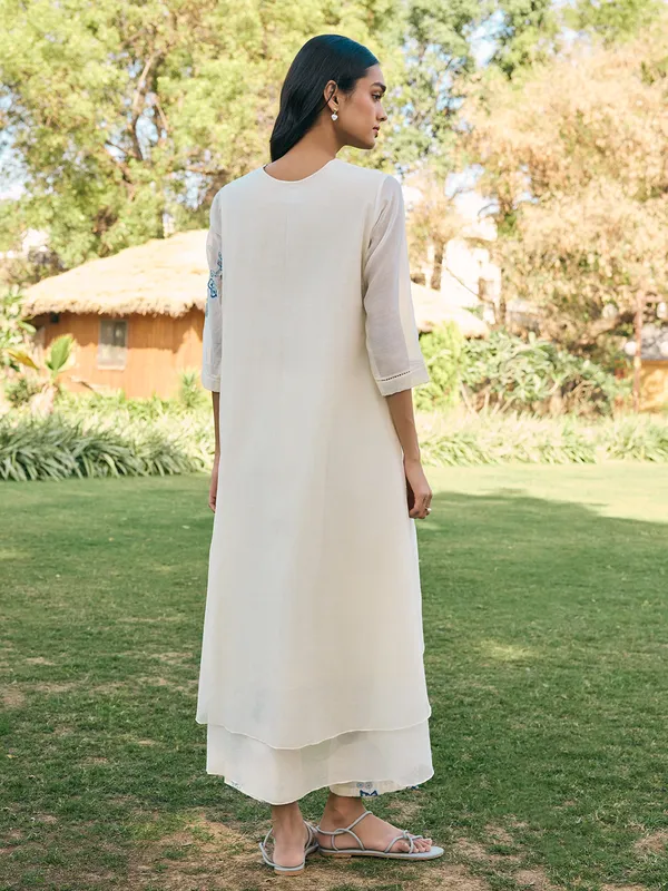 Off white muslin cotton salwar suit for women
