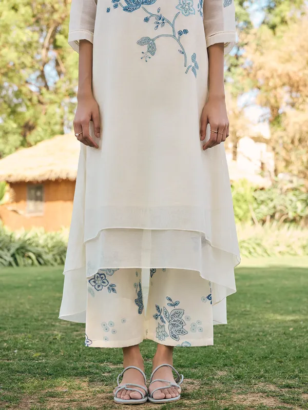 Off white muslin cotton salwar suit for women