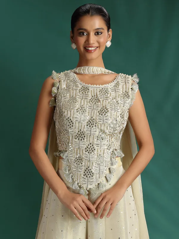 Off white palazzo suit with aabla work