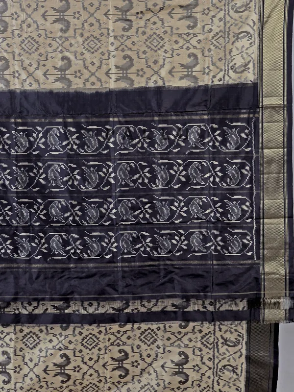 Off white patola silk printed saree for wedding wear