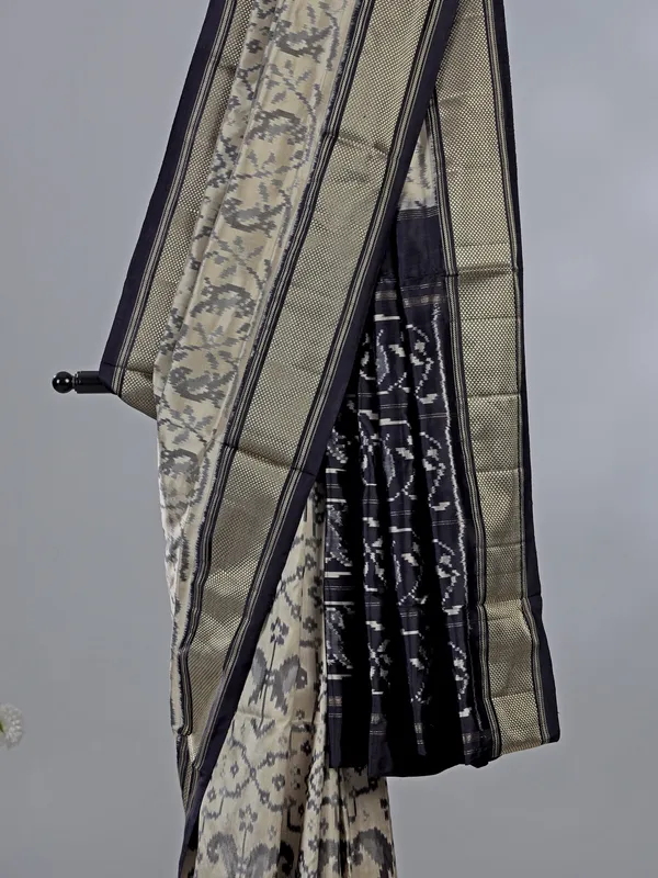 Off white patola silk printed saree for wedding wear