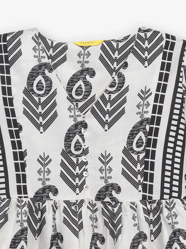 Off-white printed cotton casual top for women