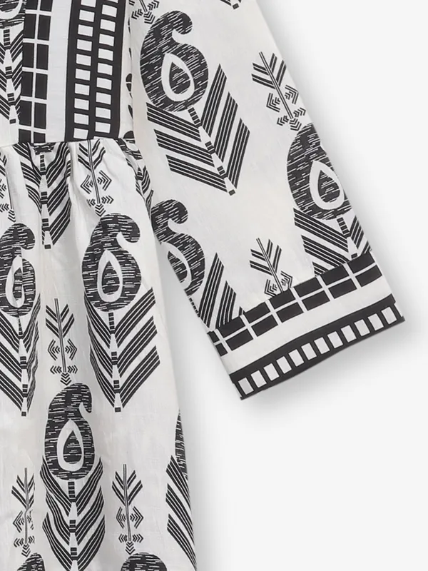 Off-white printed cotton casual top for women