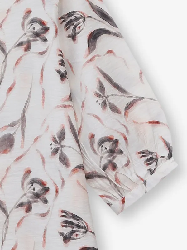 Off-white printed cotton tunic top