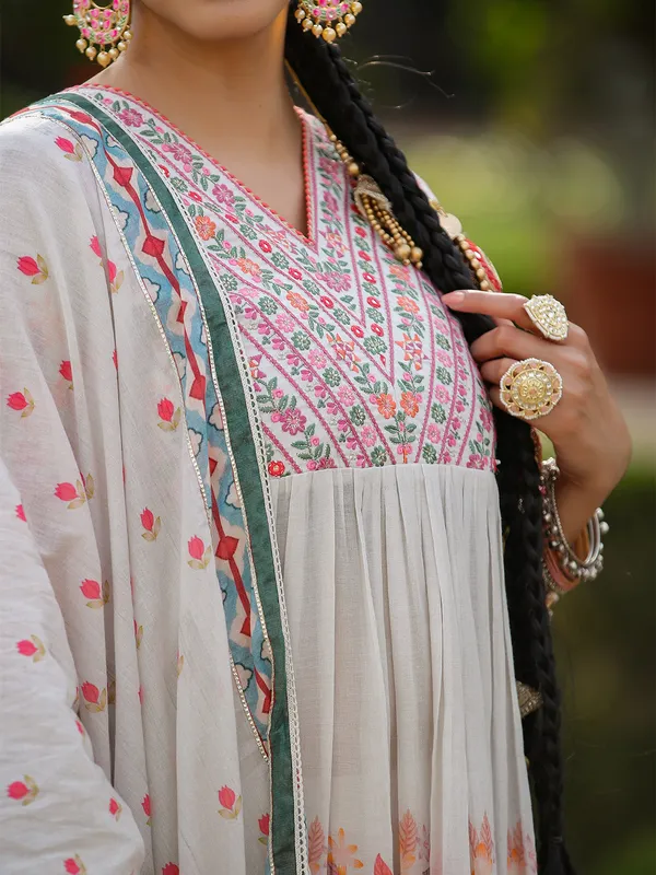 Off white printed embroidery sharara set
