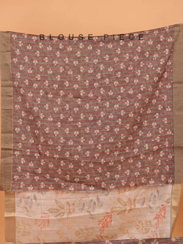 Off white printed semi cotton silk saree for festive