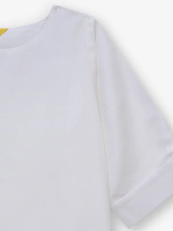 Off-white printed silk tnic top