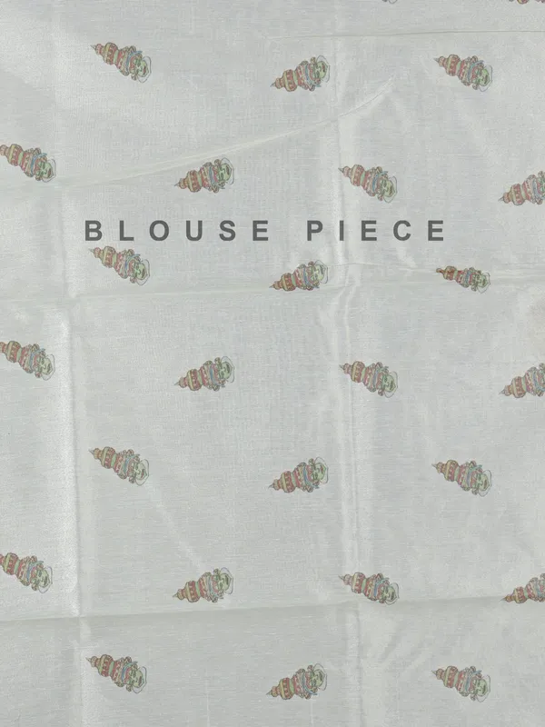 Off white printed tissue organza saree for festival wear