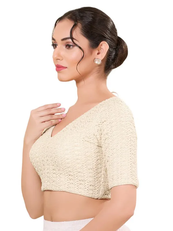 Off white readymade silk blouse