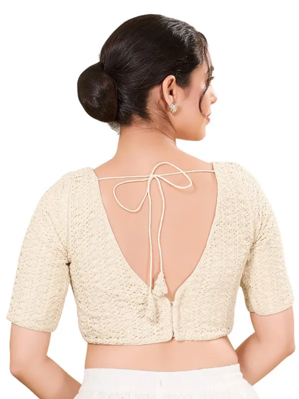Off white readymade silk blouse