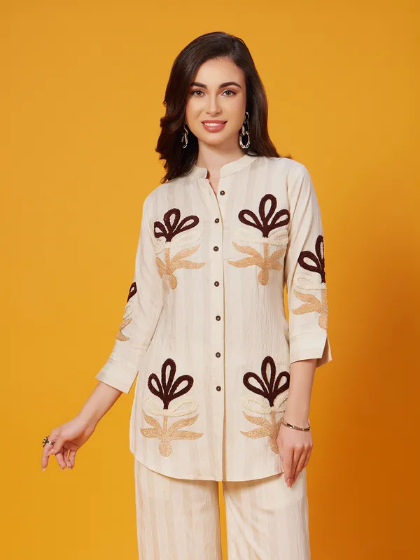 Off white silk co-ord set