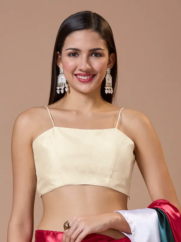 Off white silk comfort fit ready made blouse
