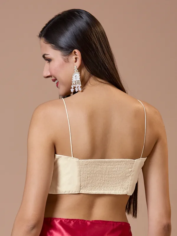 Off white silk comfort fit ready made blouse