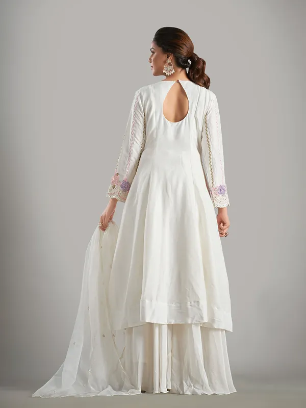 Off-white silk palazzo salwar suit
