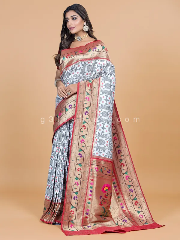 Off white dola silk saree for wedding