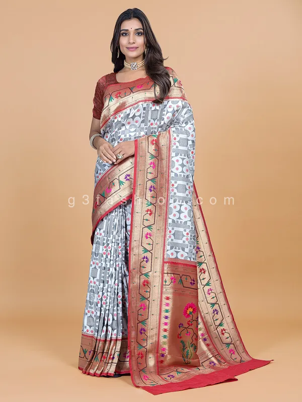 Off white dola silk saree for wedding