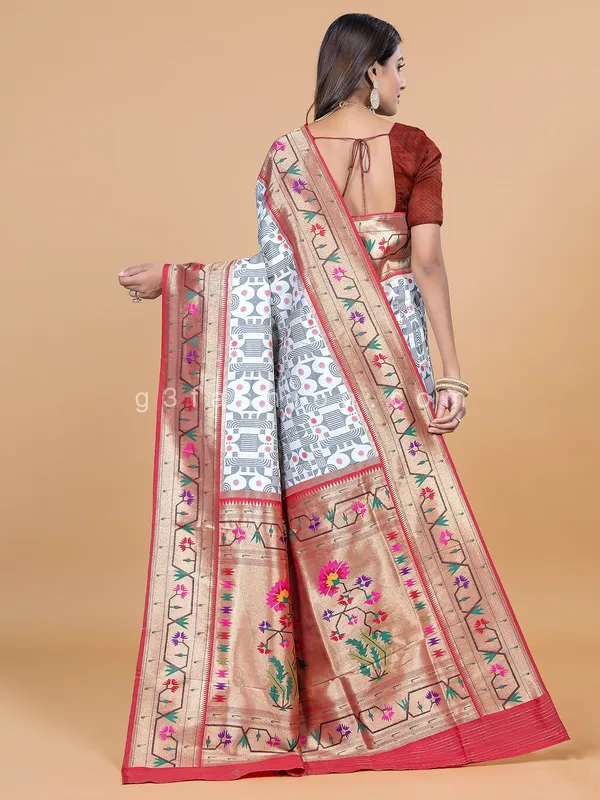 Off white dola silk saree for wedding