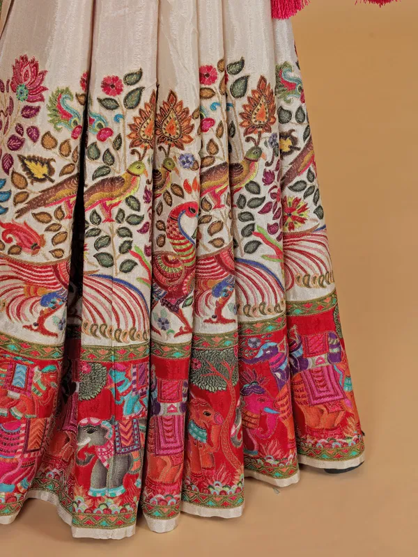 Off-white silk saree for wedding wear