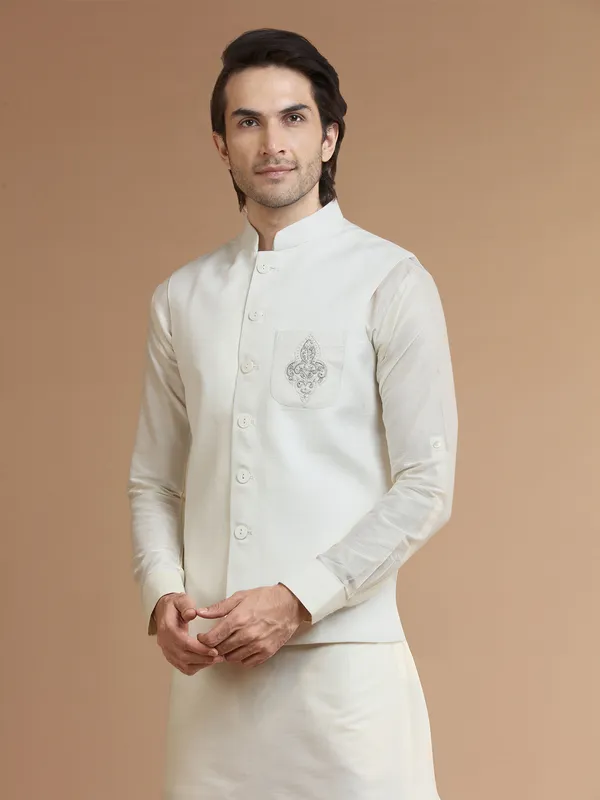 Off white silk wedding waistcoat