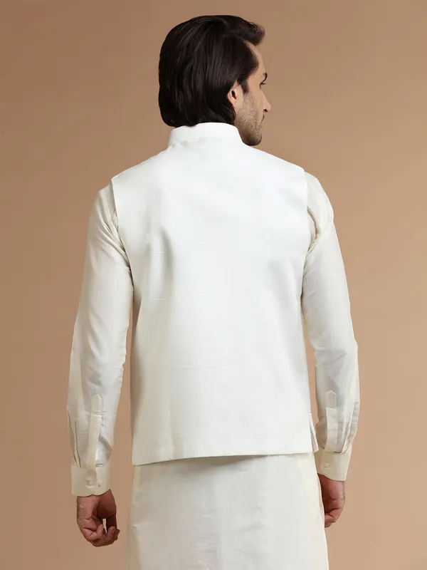 Off white silk wedding waistcoat