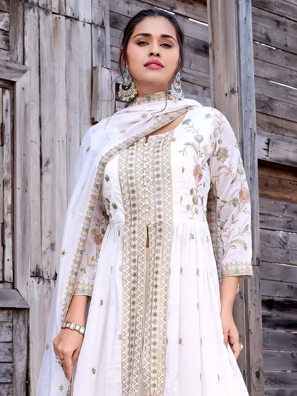 Off-white silk wedding wear palazzo suit