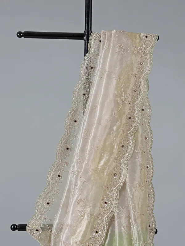 Off white tissue silk party wear saree