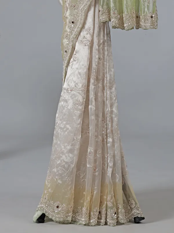Off white tissue silk party wear saree
