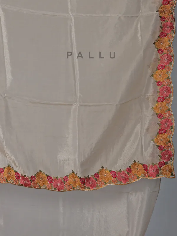 Off white tissue silk stone embroidered saree