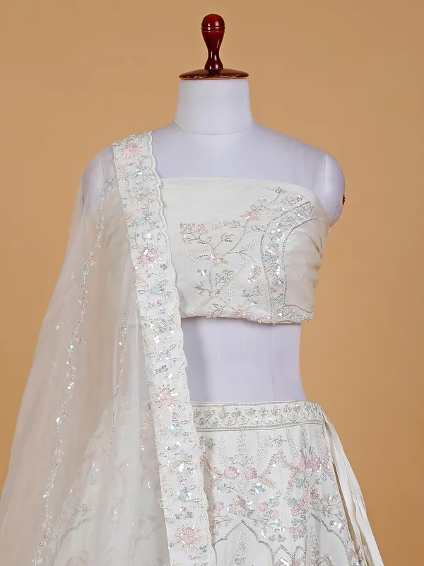 Off white unstitched bridal lehenga choli
