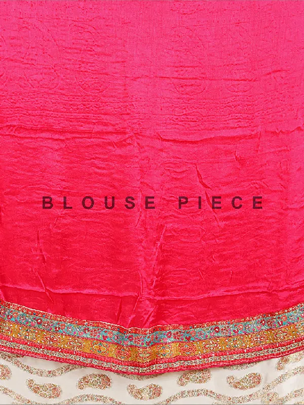 Off-white wedding style masru silk saree