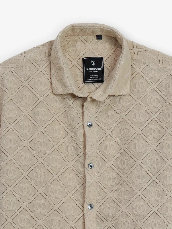OLD GARAGE beige texture cotton shirt
